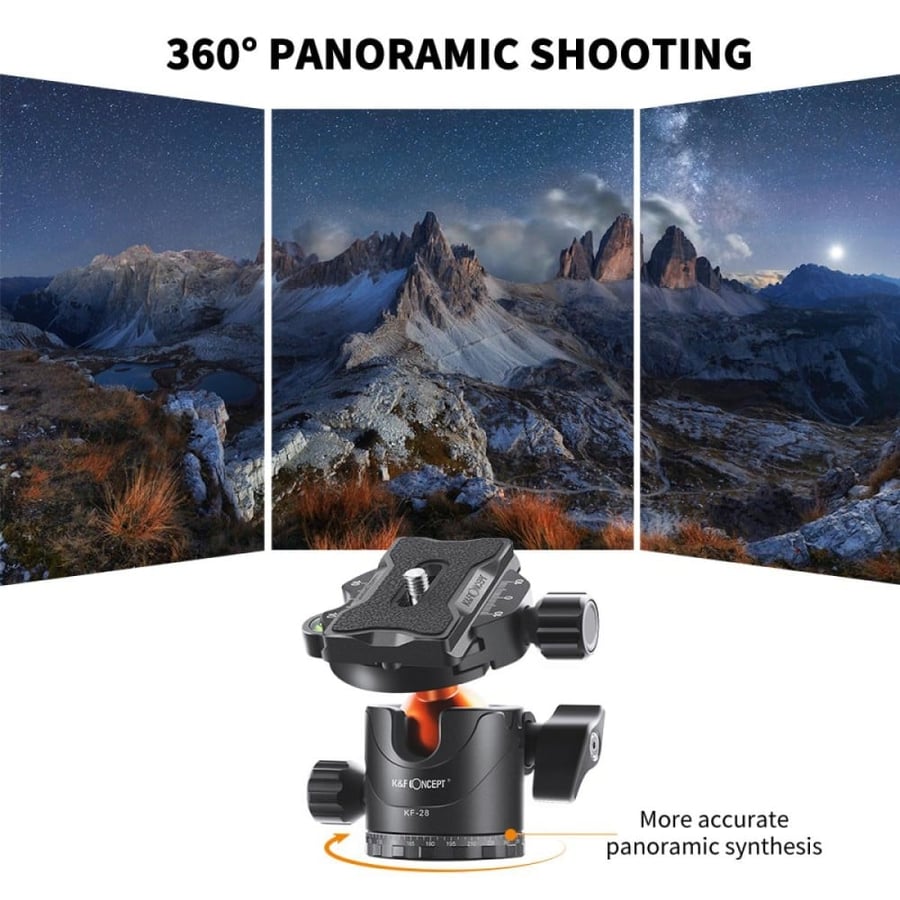 K&F Concept Carbon Fiber Camera Tripod 172cm, Lightweight Compact Tripod Monopod with Ball Head Quick Release Plate Carrying Bag Loading Up to 15KG