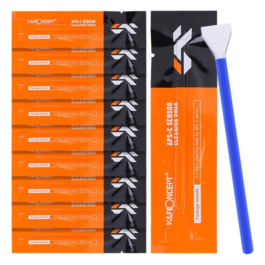K&F Concept 16mm Crop Sensor Cleaning Swab Kit with 10x 16mm Cleaning Swabs and 1x 20ml Cleaning Liquid