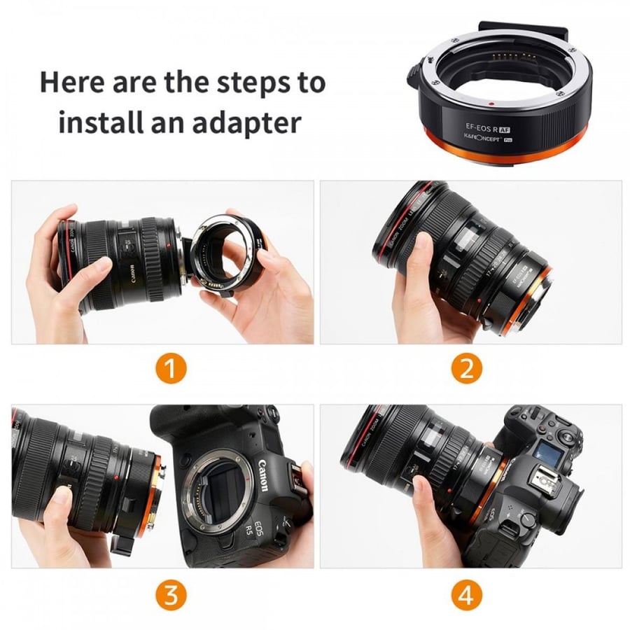 K&F Concept Canon EF/EF-S to EOS R Mount, Metal Autofocus Adapter