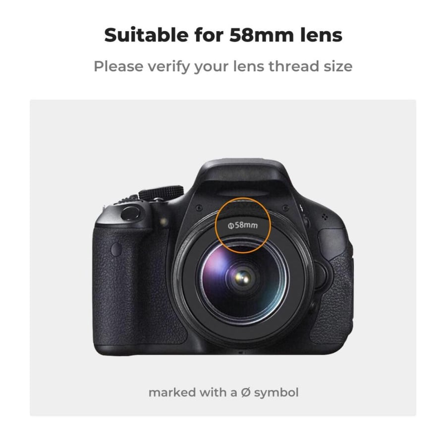 K&F 58mm Threaded Screw-in Lens Hood Universal with Cleaning Cloth