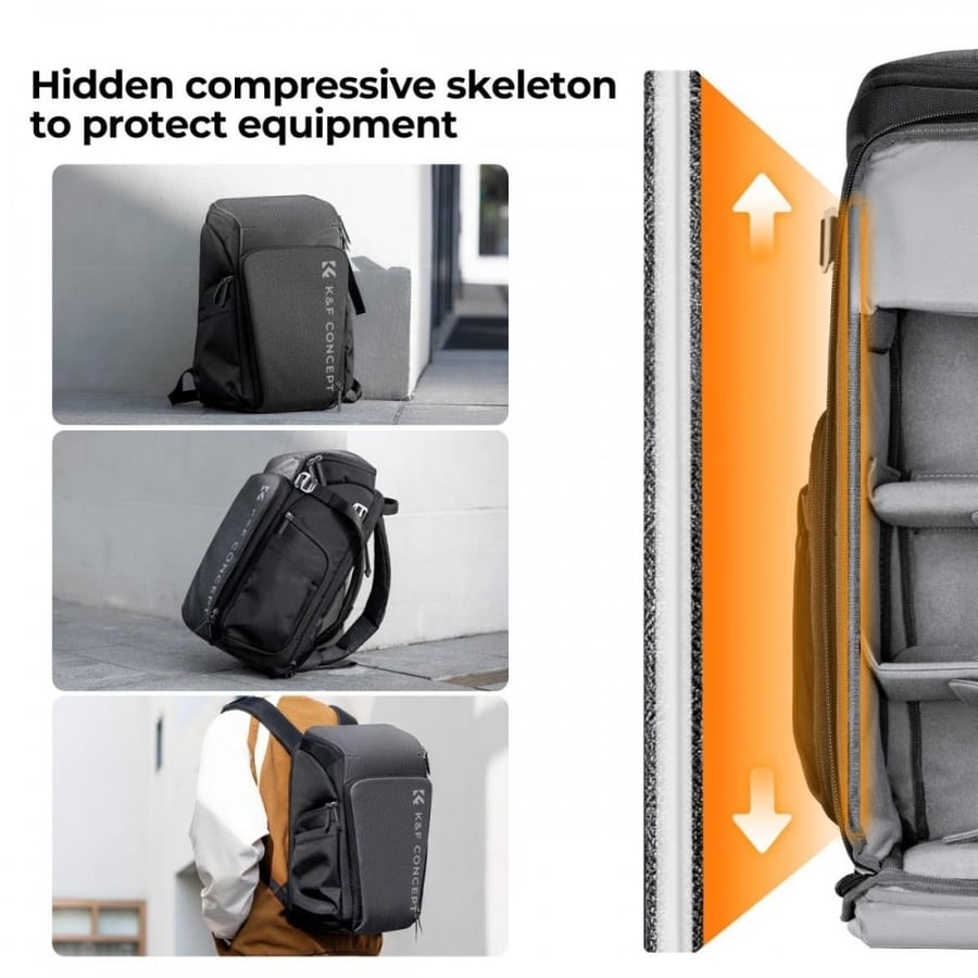 K&F Concept Camera Alpha Backpack Air 25L, Camera Bags for Photographers Large Capacity with Raincover, Grey