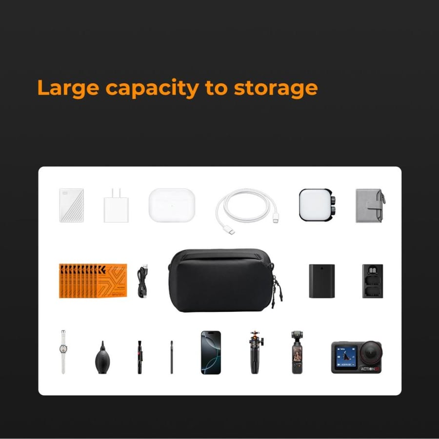 K&F Concept Digital Organizer Versatile Bag for Convenient Storage of Mobile Phones, Cables, Chargers, Earphones, and Other Personal Items - 4L