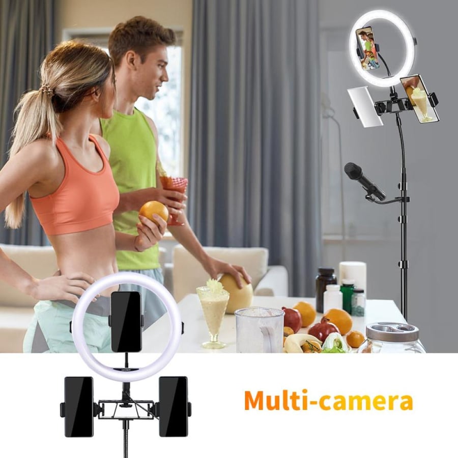 K&F Concept Selfie Ring Light ,11 inch(28 cm) Ring Light with 78.7 inch (200cm) Tripod and Phone Holders, 3 Color Modes, Bluetooth Remote Control