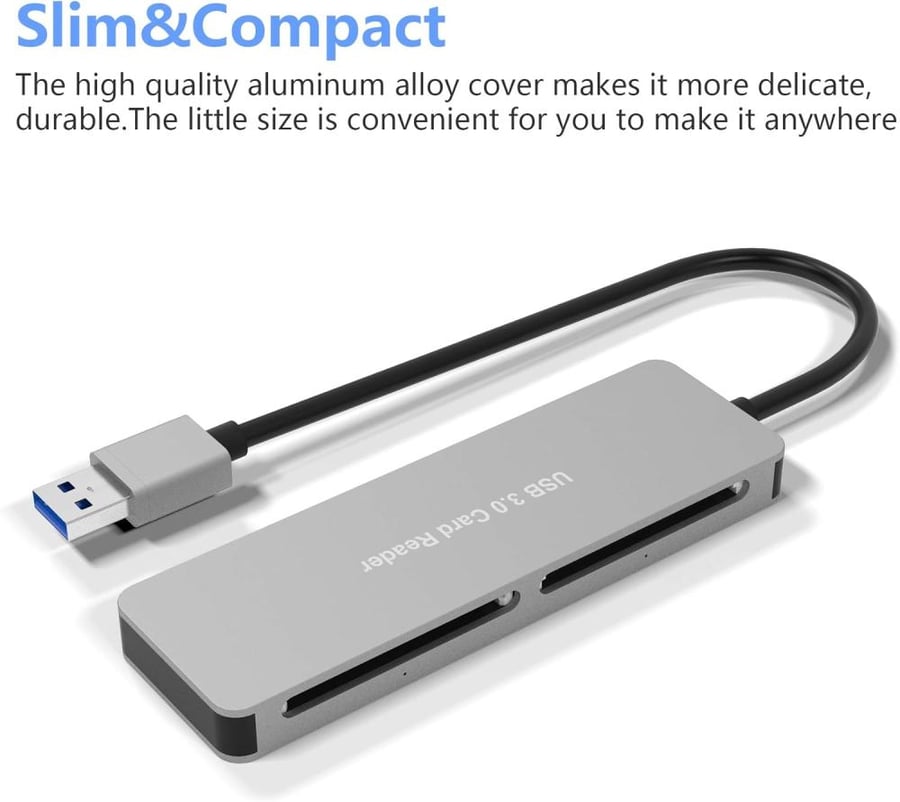 Bawanfa CFast Card Reader, 5 in 1 CFast 2.0 Memory Card Adapter Hub, USB 3.0 (5Gps) High Speed Read 5 Cards Simultaneously CFast/TF/SD/M2/XD/CF Combo Adapter Compatible with Windows Mac OS Linux