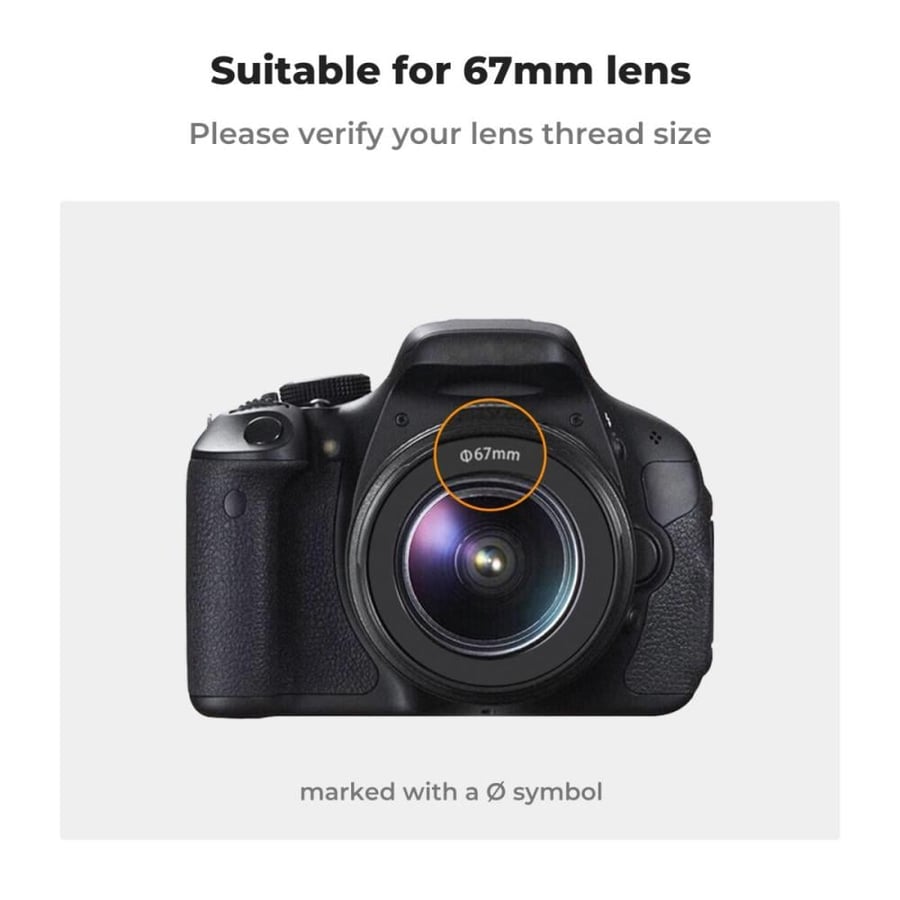 K&F 67mm Threaded Screw-in Lens Hood Universal with Cleaning Cloth