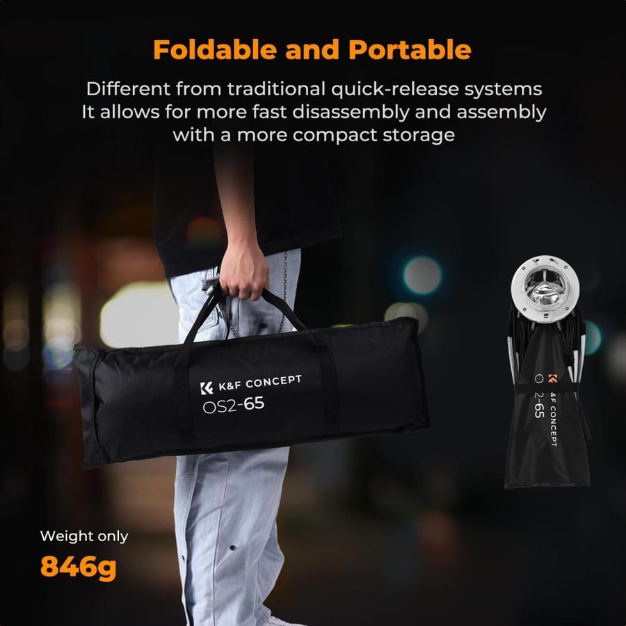 K&F CONCEPT Octagonal Softbox, 65cm/25.6in Quick Release Softbox with Bowens Mount, Carrying Bag