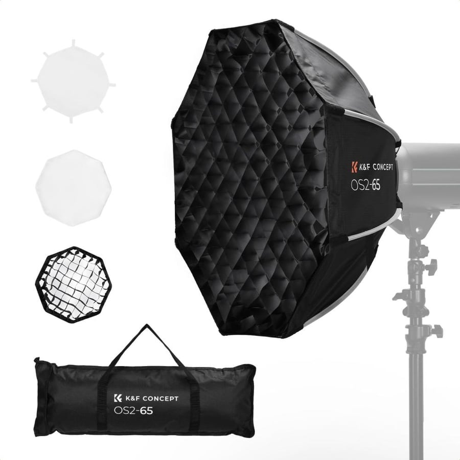 K&F CONCEPT Octagonal Softbox, 65cm/25.6in Quick Release Softbox with Bowens Mount, Carrying Bag