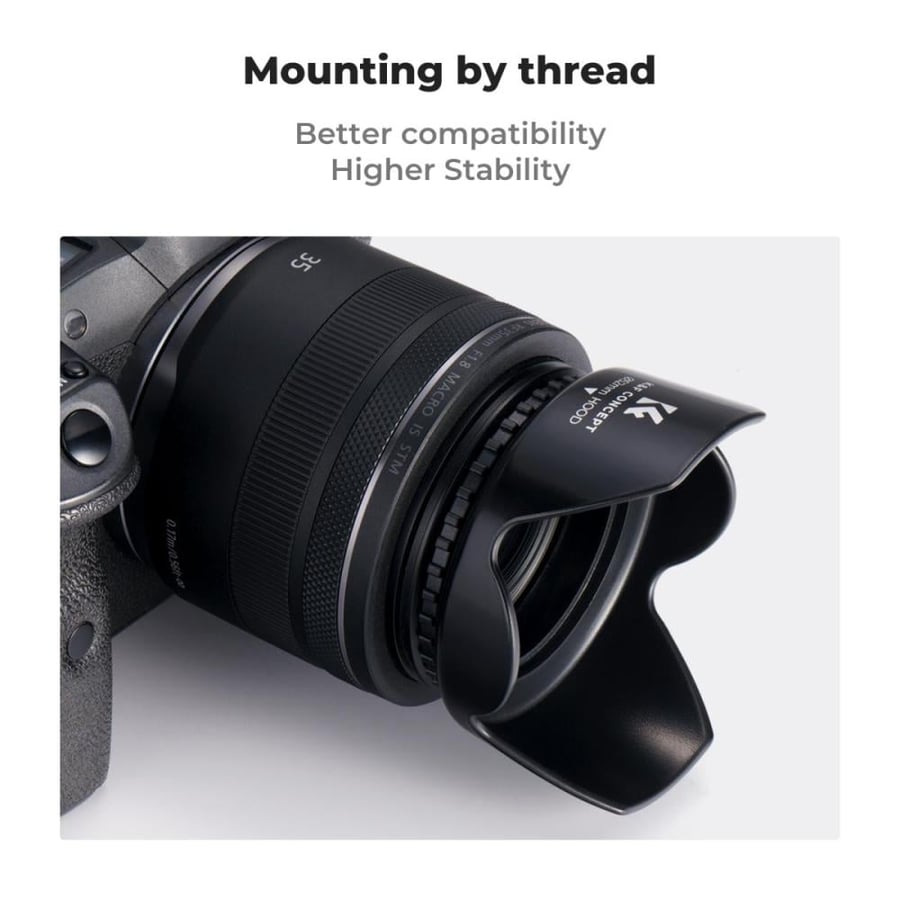 K&F 52mm Threaded Screw-in Lens Hood Universal with Cleaning Cloth