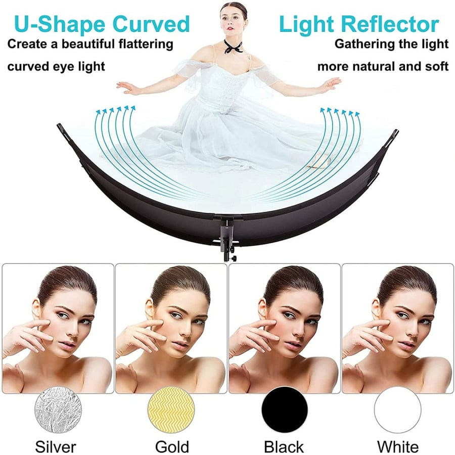 Selens 4 in 1 U-Shape Curved Light Reflector Kit 60 x 180 cm (without Light Stand)