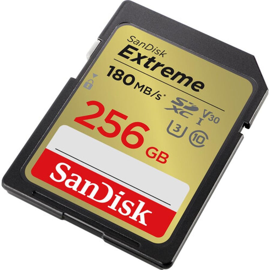 SANDISK EXTREME SDXC 256 GB 180/130 MB/s C10 V30 UHS-I U3