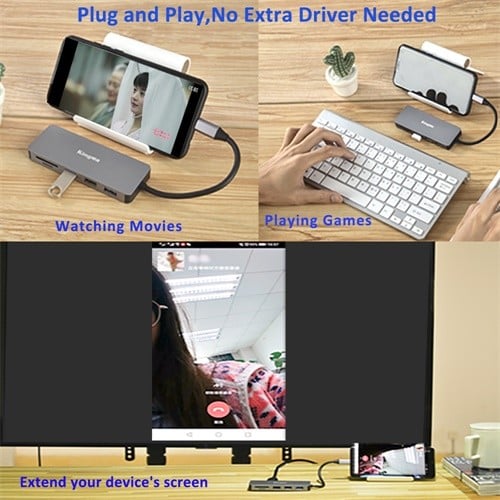 KingMa 7-in-1 USB C Hub Adapter for Type-C Equipments with PD Charging