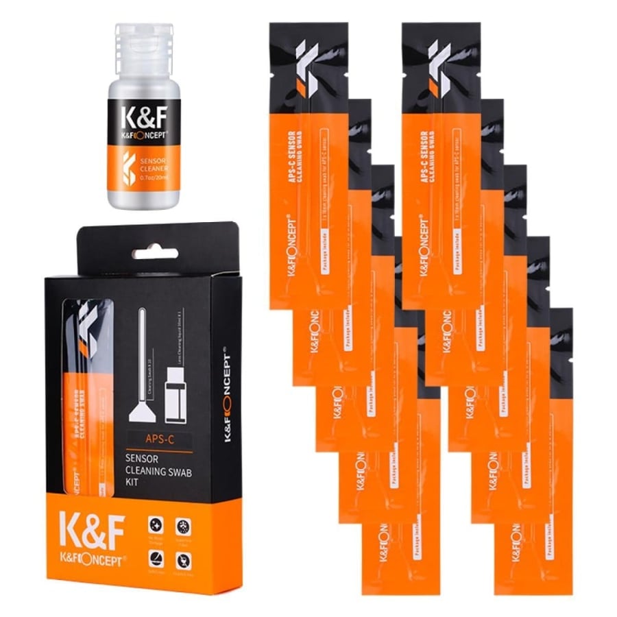 K&F Concept 16mm Crop Sensor Cleaning Swab Kit with 10x 16mm Cleaning Swabs and 1x 20ml Cleaning Liquid