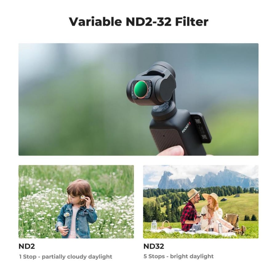 K&F DJI Osmo Pocket 3 Filter Magnetic CPL + Black Mist 1/4 + ND2-32 Filter Set, Multi-Coated/HD Optical Glass / Gimbal Compatible