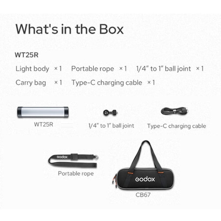 Godox WT25R RGB Dive Tube Light - 25cm