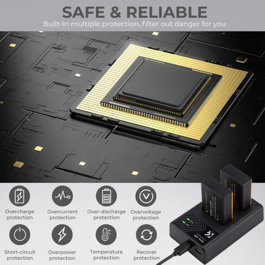 K&F Concept LP-E17 rechargeable battery 2pcs + charger + 10pcs cleaning cloth kit compatible with Canon