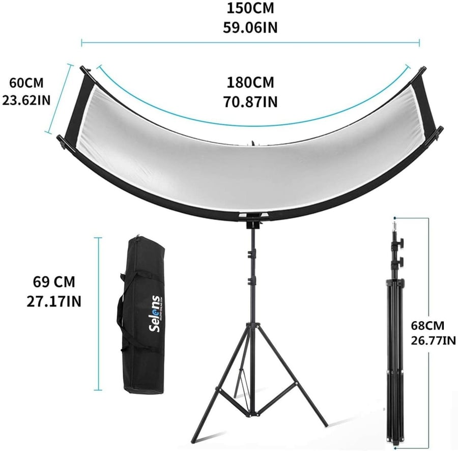 Selens 4 in 1 U-Shape Curved Light Reflector Kit 60 x 180 cm (without Light Stand)