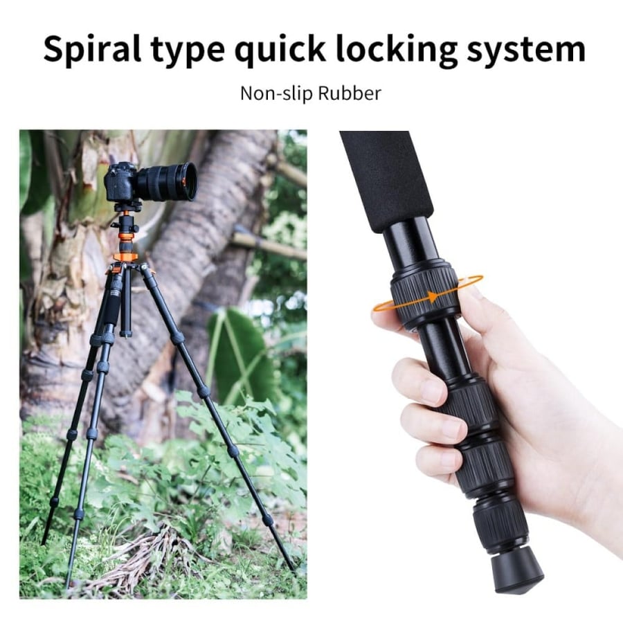 K&F Concept Camera Tripods, Lightweight Compact Tripod Monopod with 360 Degree Ball Head, Quick Release Plate, Detachable Monopod 8KG Load Capacity for SLR DSLR Camera