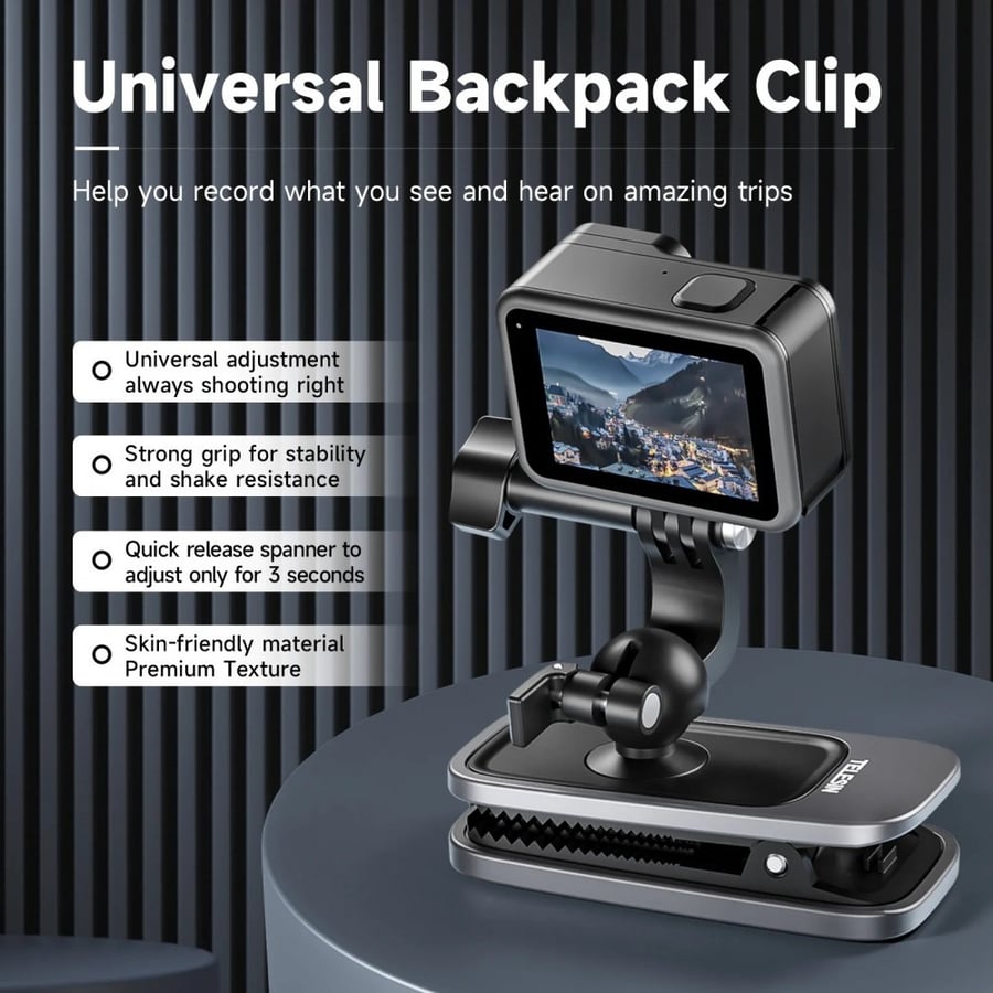 TELESIN Upgraded Magnetic Universal Backpack Clip for Action Cameras