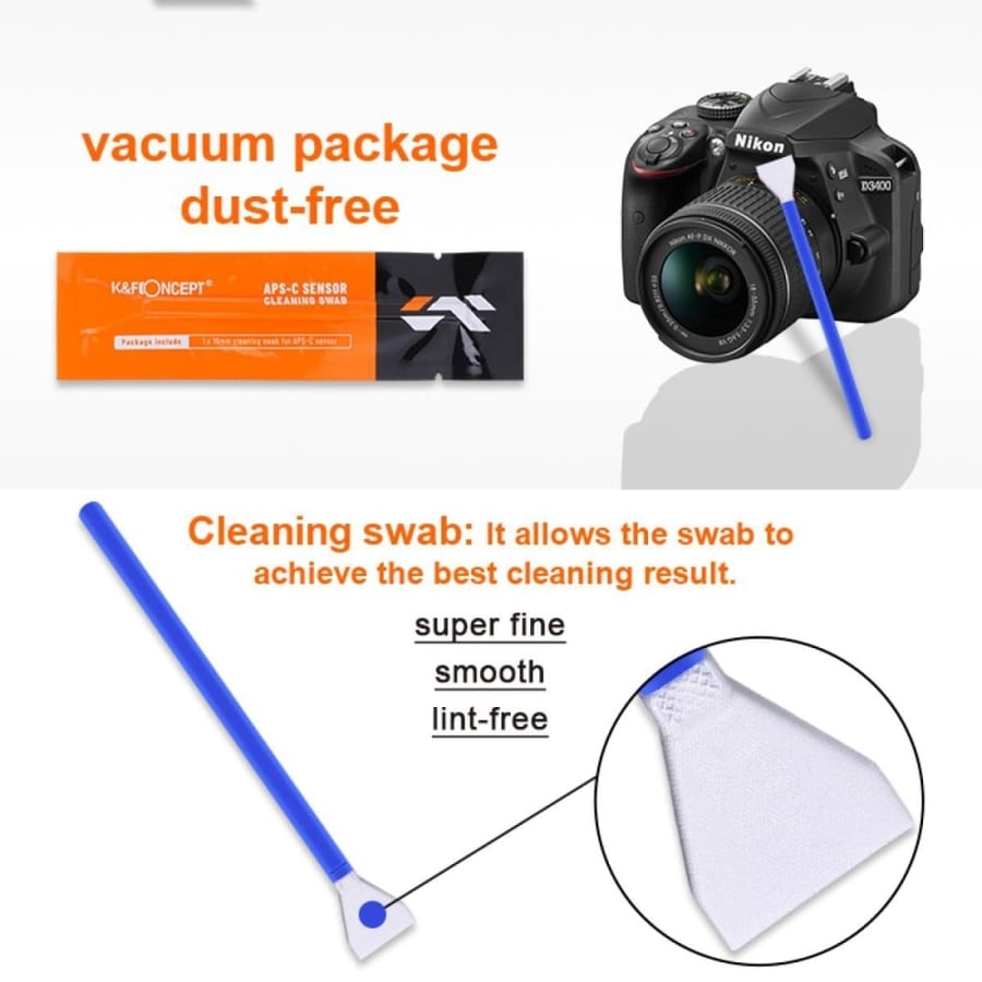 K&F Concept 16mm Crop Sensor Cleaning Swab Kit with 10x 16mm Cleaning Swabs and 1x 20ml Cleaning Liquid
