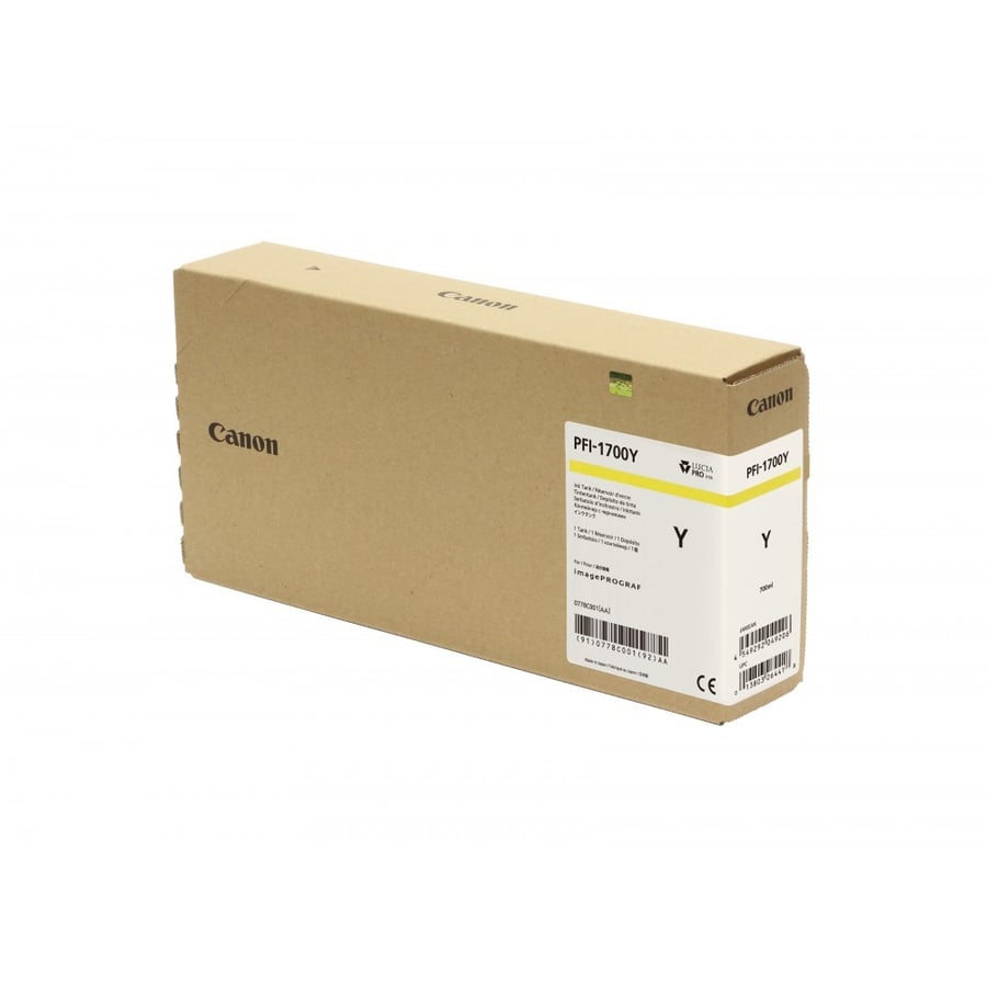 Canon PFI-1700 Yellow Pigment Ink Tank (700mL)  PRO-2000 / PRO-2100 / PRO-4000 / PRO-4000S/ PRO-4100 / PRO-4100S / PRO-6000 / PRO-6000S / PRO-6100  / PRO-6100S