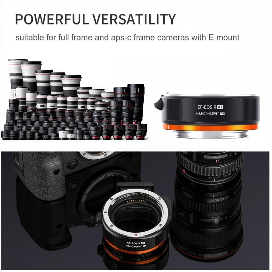 K&F Concept Canon EF/EF-S to EOS R Mount, Metal Autofocus Adapter