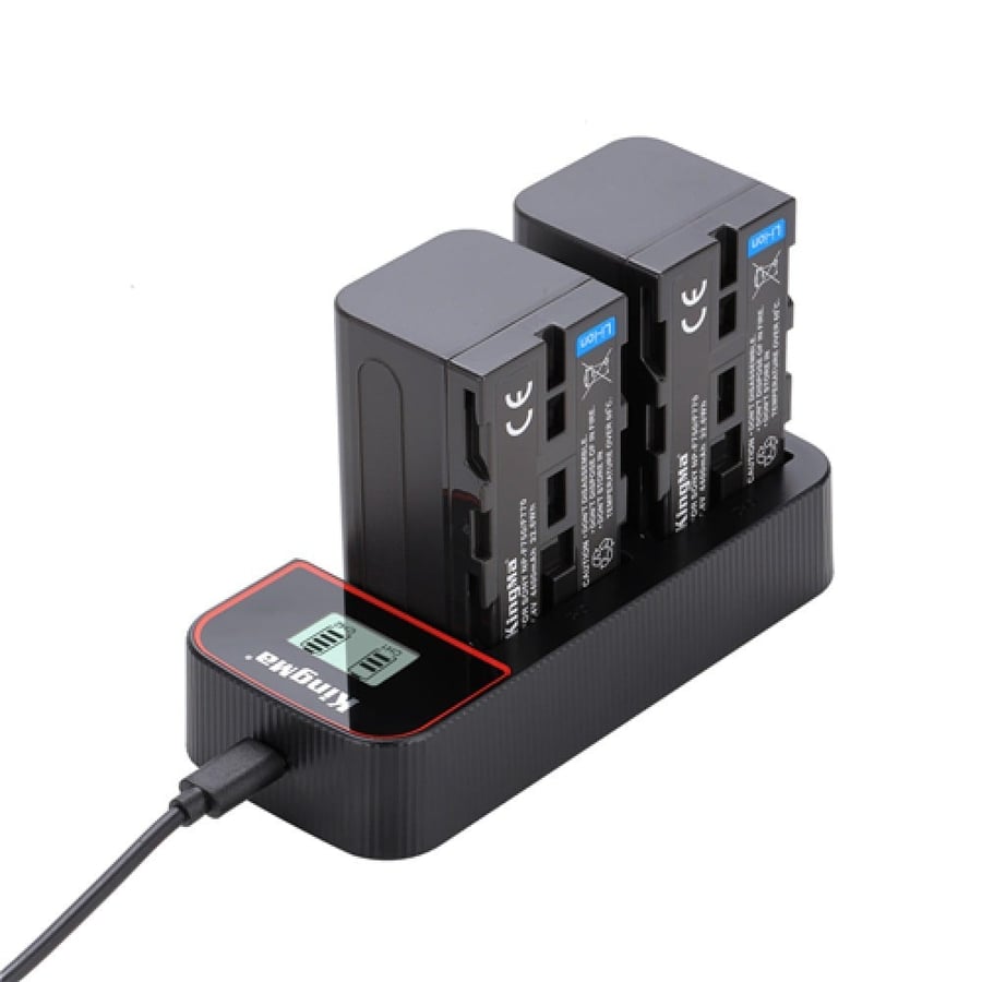 KingMa 4400mAh NP-F750 2-Pack Battery and LCD Dual Charger Kit for Sony