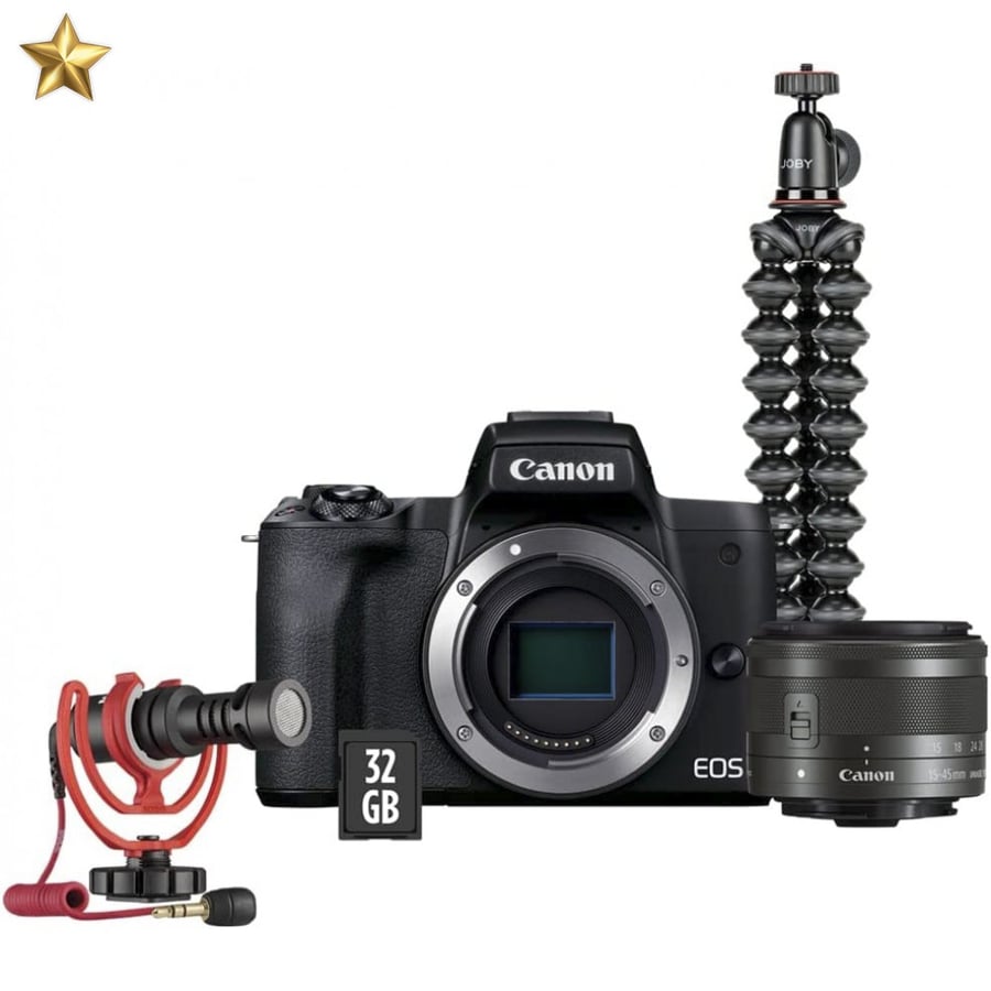 Canon Eos M50 Mark II Mirrorless Vlogging Camera Kit With Ef-M 15-45mm Lens, Black