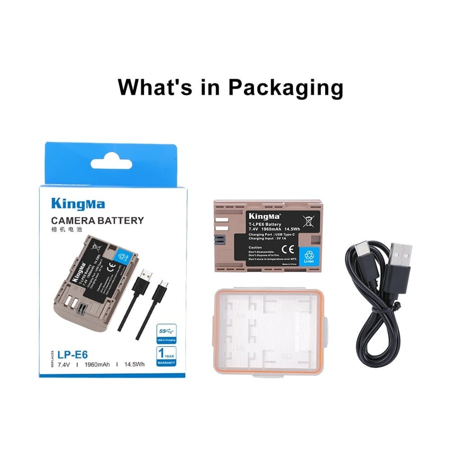 KingMa LP-E6 USB-C Rechargeable Battery For Canon EOS