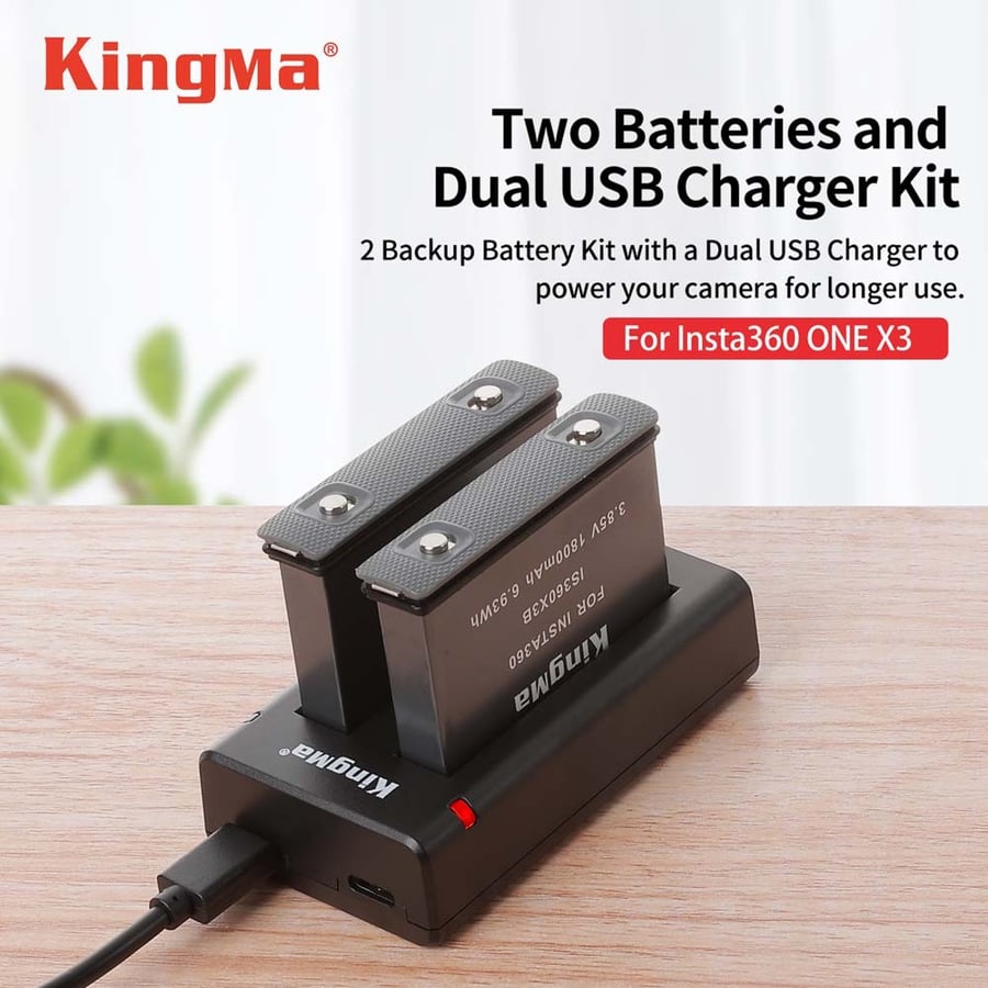 KingMa Digital 2 Battery Pack and Charger Kit for Insta360 ONE X3