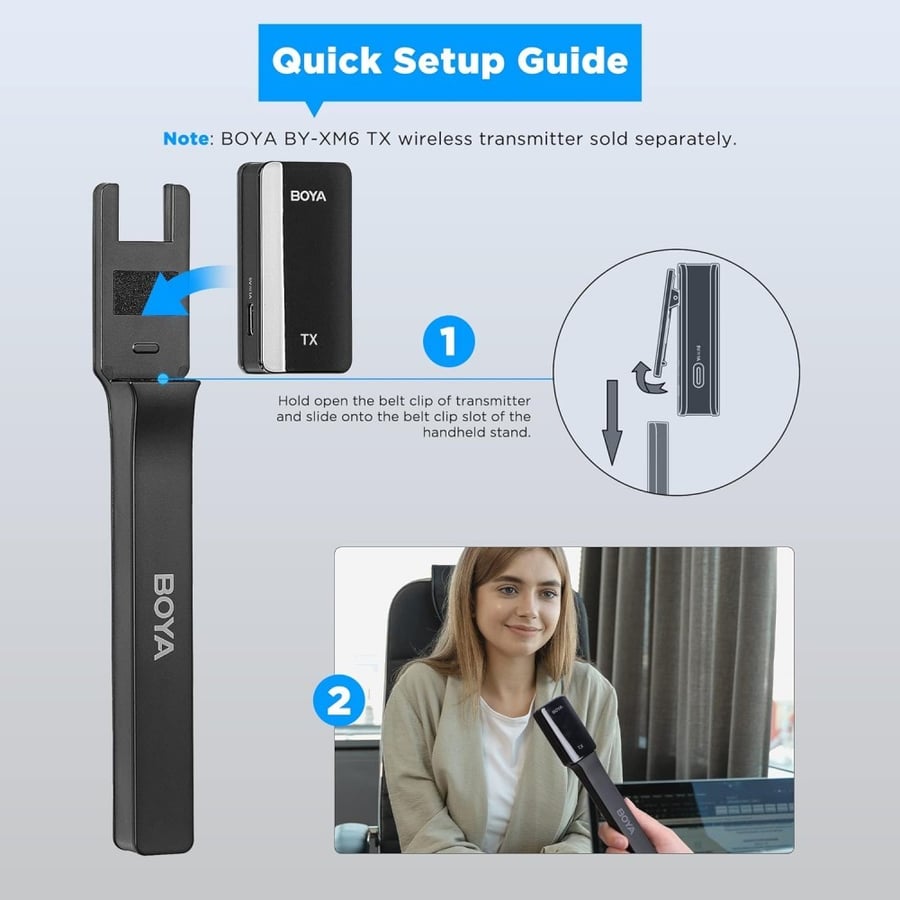 BOYA BY-XM6 HM Wireless Microphone Handheld Holder for BY-XM6 S1/S2/S3/S4/S5/S6/K1/K2/K3/K4/K5/K6 Transmitter