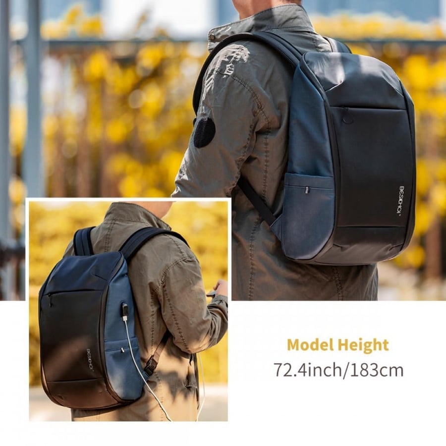 Beschoi Laptop Backpack, Business Waterproof Anti Theft Durable Backpack with USB Port Charging Fits for 17.3 Inch Laptop