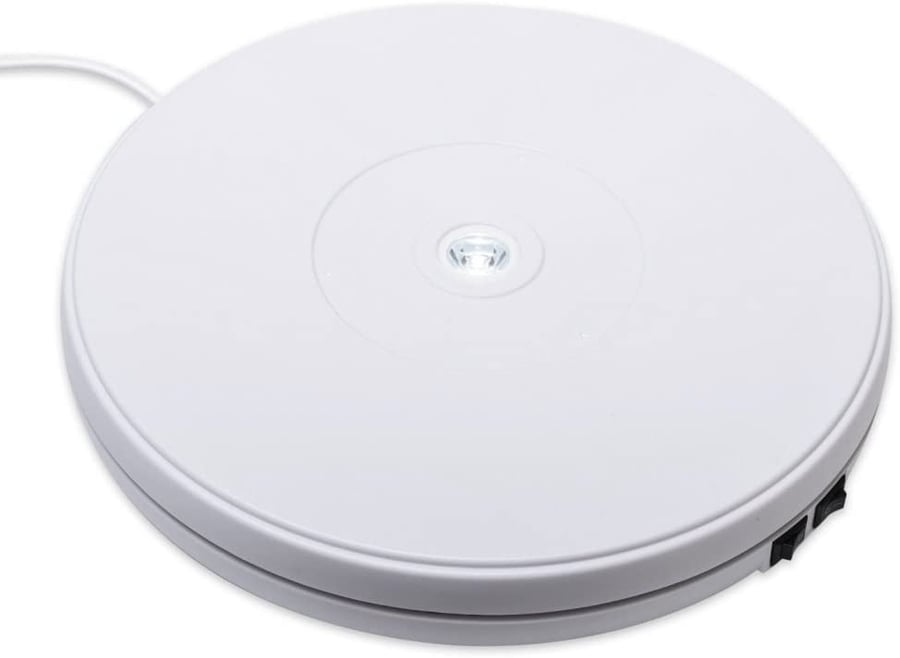 White Rotating Turntable Display Stand with LED, 12 Inch / 30cm