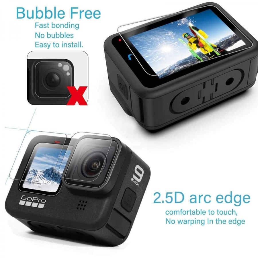 K&F Concept 9H Hardness Ultra Clear Tempered Glass Screen Protector + Tempered Glass Lens Protector + Tempered Glass Front LCD Display Film for GoPro Hero 9,10,11