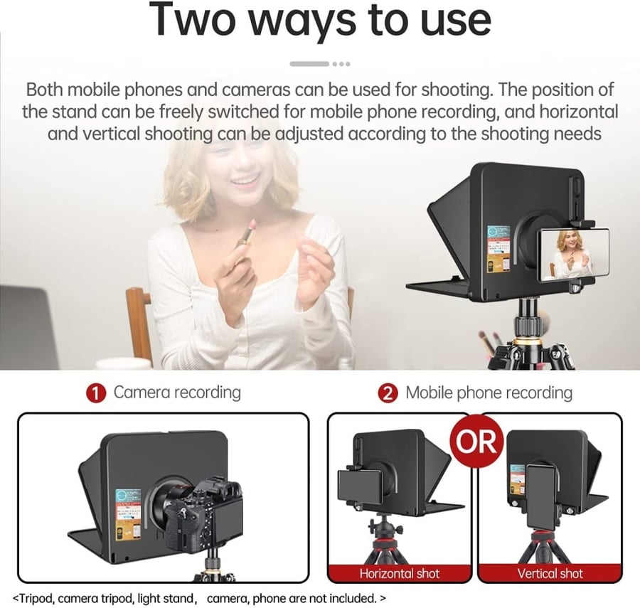 LENSGO TC7 Teleprompter Portable Foldable Prompter for pad for Phone Smartphone Tablet Teleprompter with Remote Control