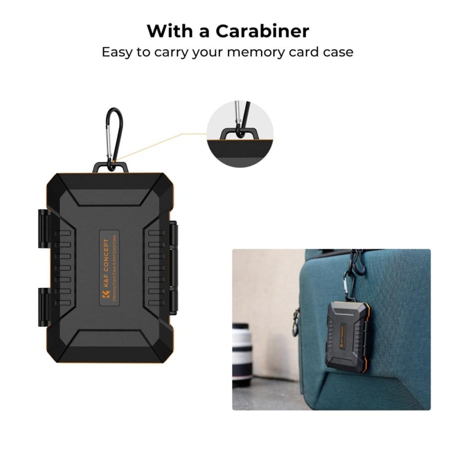 K&F Concept 29 Slots Memory Card Case, Water-Resistant CF SD SIM Card Case Holder for 8 x SD 4 x CF/XQDs 12 x Micro SD (TF) 2 x Nano SIM 2 x Micro SIM and 1 SIM Card