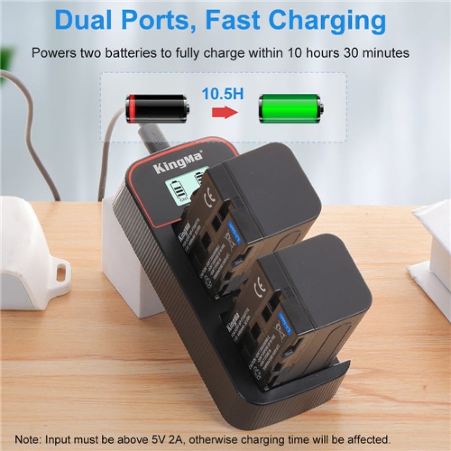 KingMa 4400mAh NP-F750 2-Pack Battery and LCD Dual Charger Kit for Sony