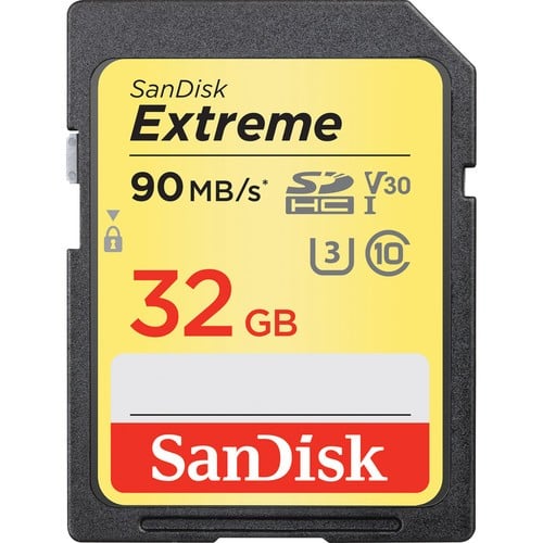 SanDisk 32GB Extreme SDHC UHS-I Memory Card - 90MB/s, C10, U3, V30, 4K UHD, SD Card - SDSDXNE-016G-GNCIN