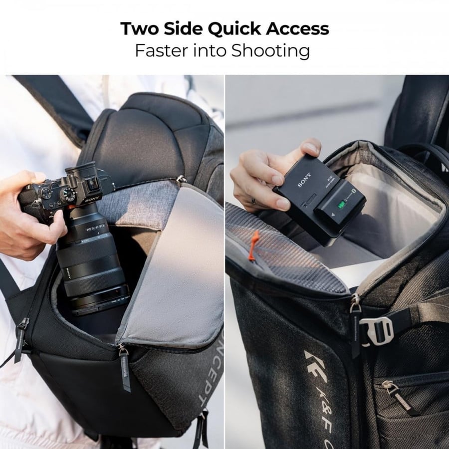 K&F Concept Camera Alpha Backpack Air 25L, Camera Bags for Photographers Large Capacity with Raincover, Grey