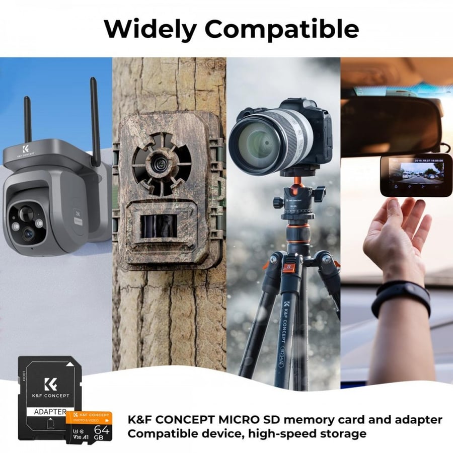 K&F Concept 64G micro SD card U3/V30/A1 with adapter memory card