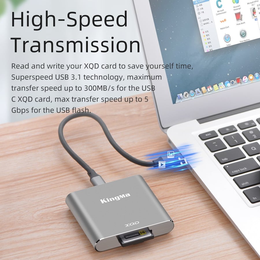 KingMa USB3.0 XQD Card Reader for Sony G/M Series, Lexar 2933x/1400x XQD Card