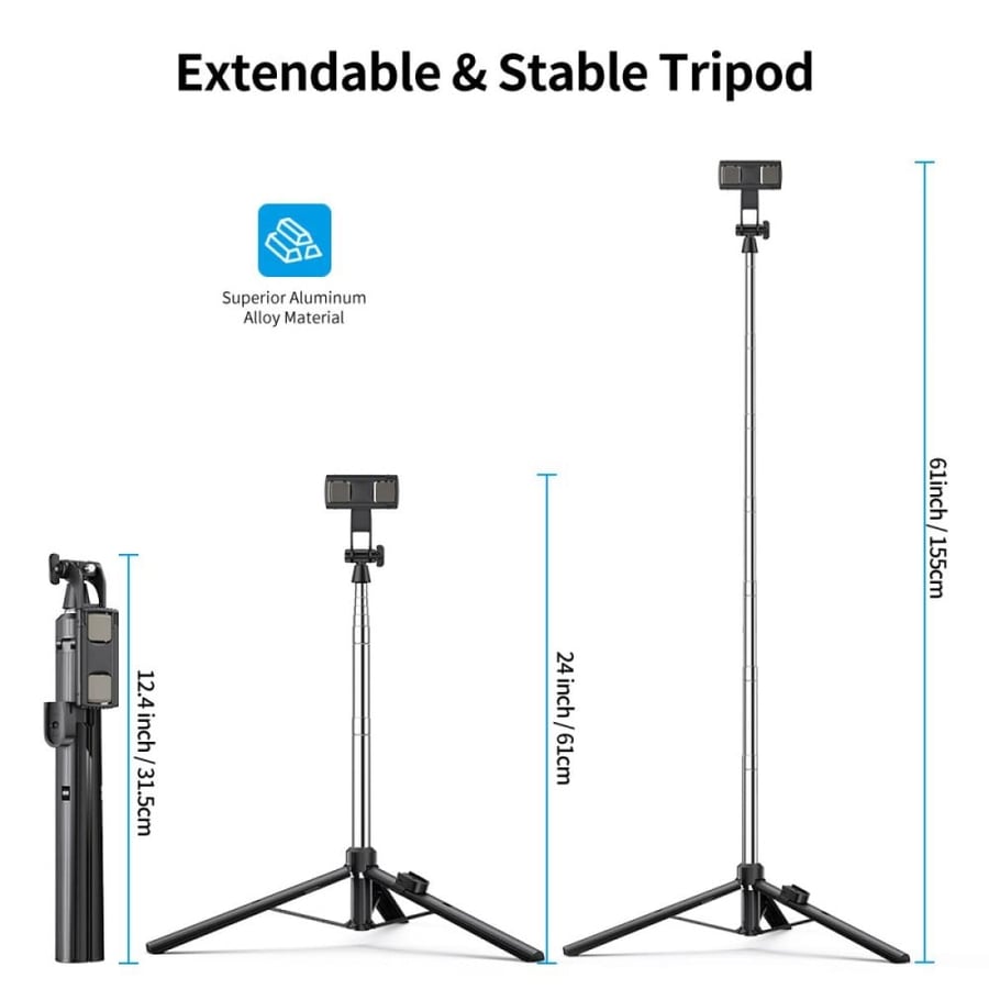 K&F Concept A31 1.55M Floor-standing Mobile Phone Holder with Bluetooth Remote Control
