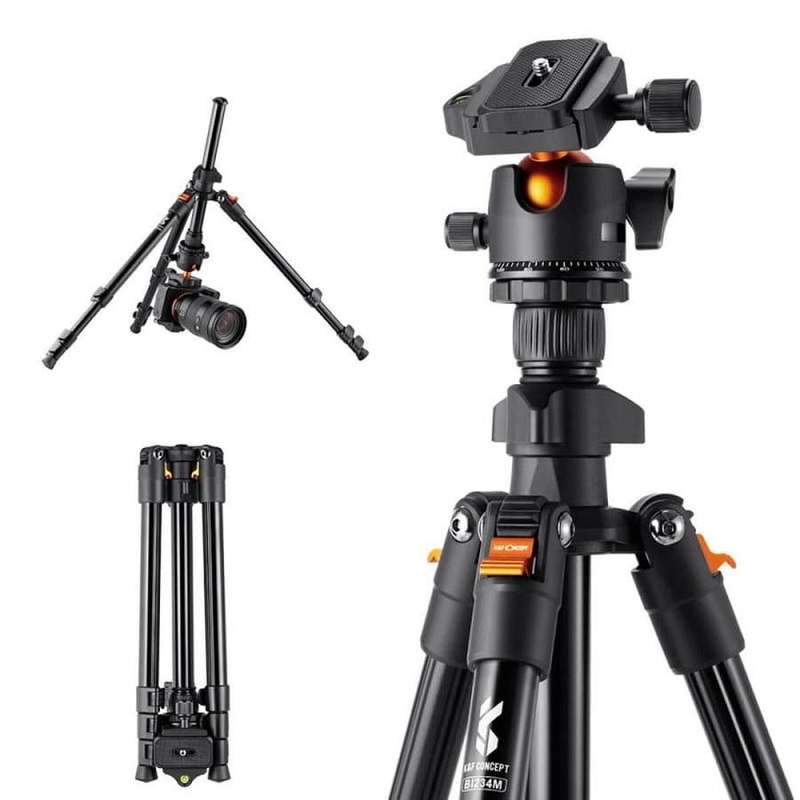 K&F Concept K234A1 4-Section Lightweight Aluminum Travel Vlog Tripod with Ball Head