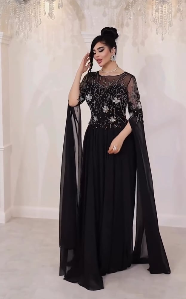 فستان نسائي سهره تطريز راقي لون اسود For LEDY
