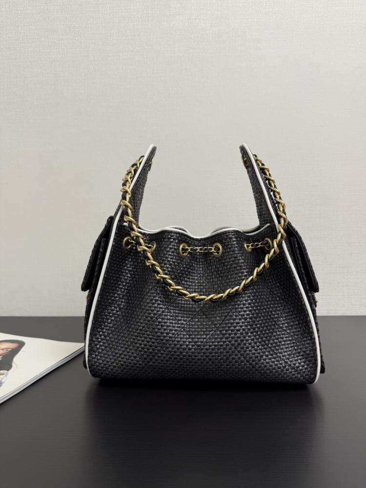 Chanel Quilted Drawstring Tote Bag
