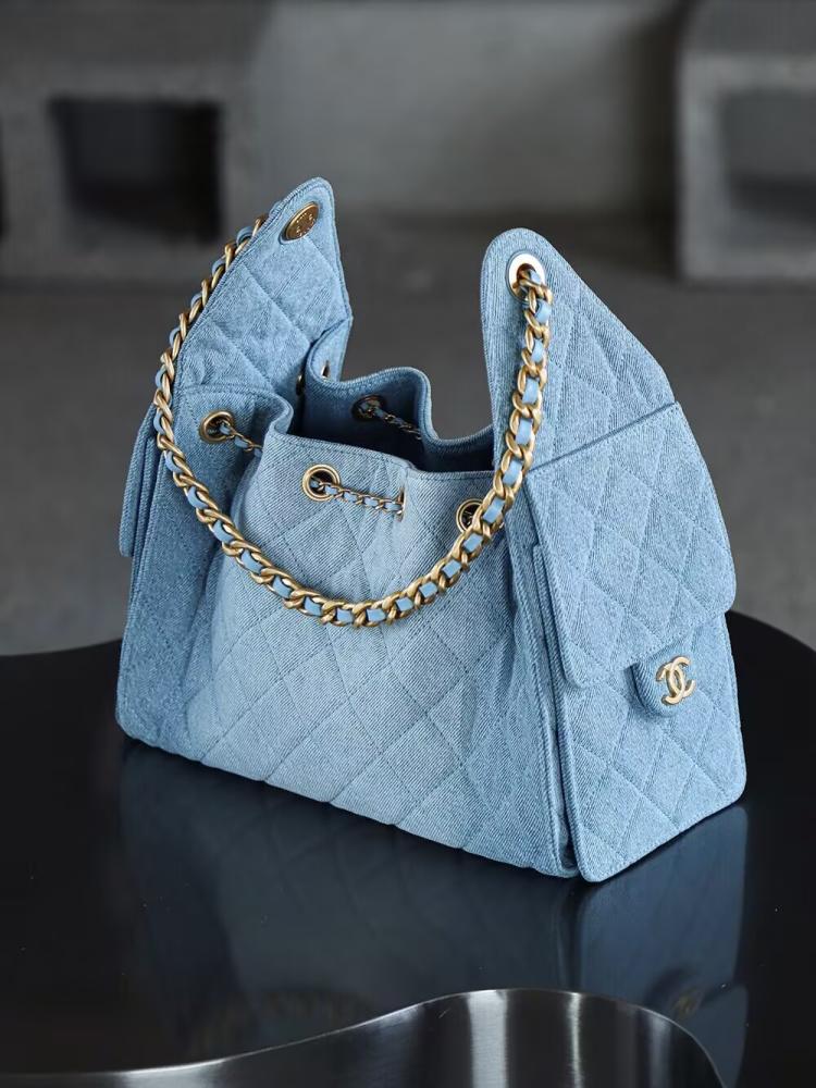 Chanel Quilted Drawstring Tote Bag