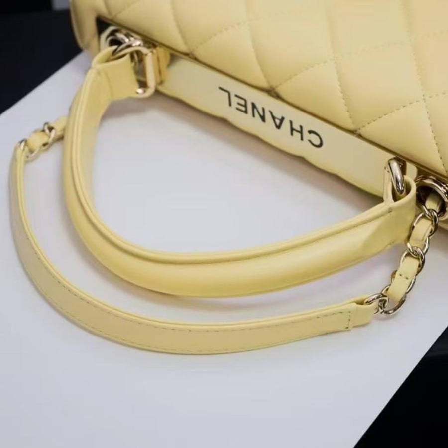 Chanel Quilted Top Handle Flap Bag with Metal Plate