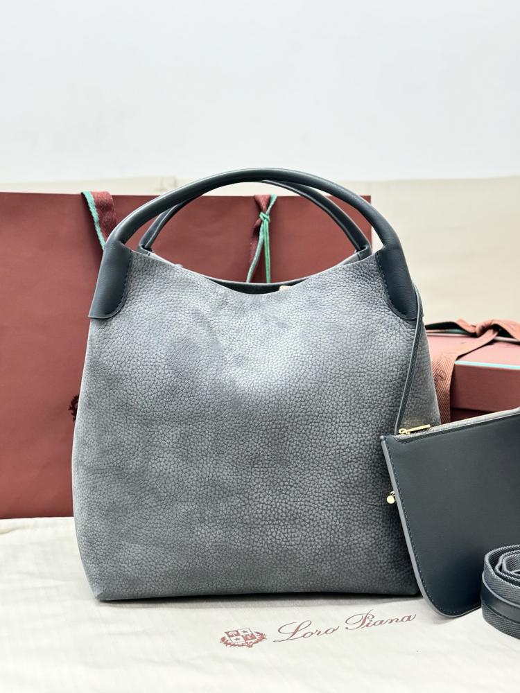 Loro Piana Large Bale Bag in Textured Leather