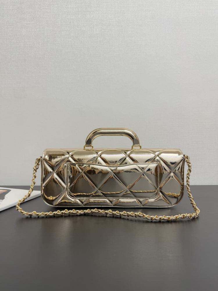 Chanel Glossy Quilted Top Handle Flap Bag