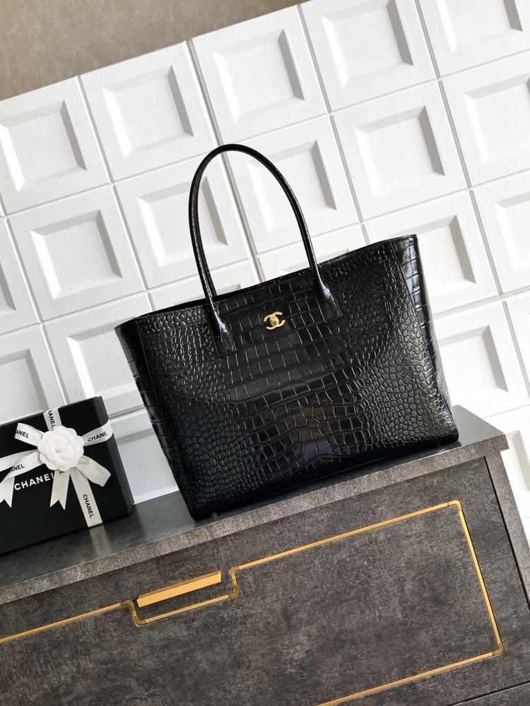 Chanel Large Croc-Embossed Tote Bag