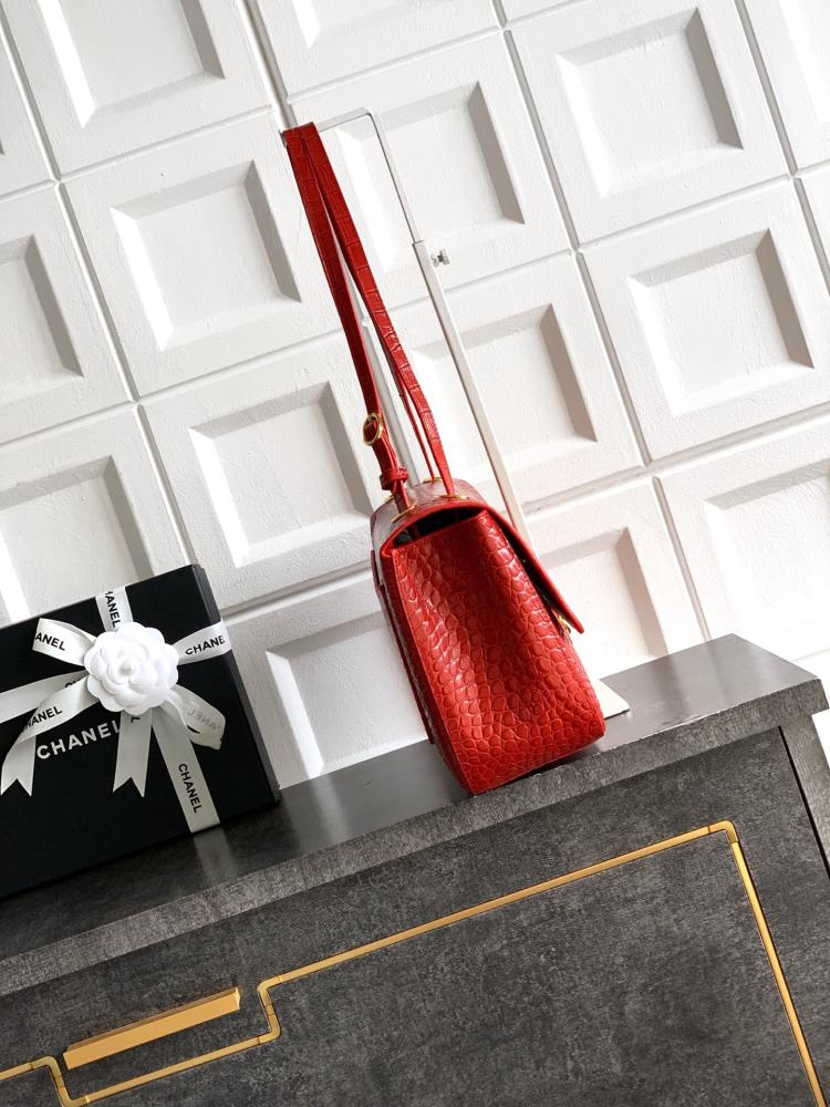 Chanel Croc-Embossed Leather Flap Bag